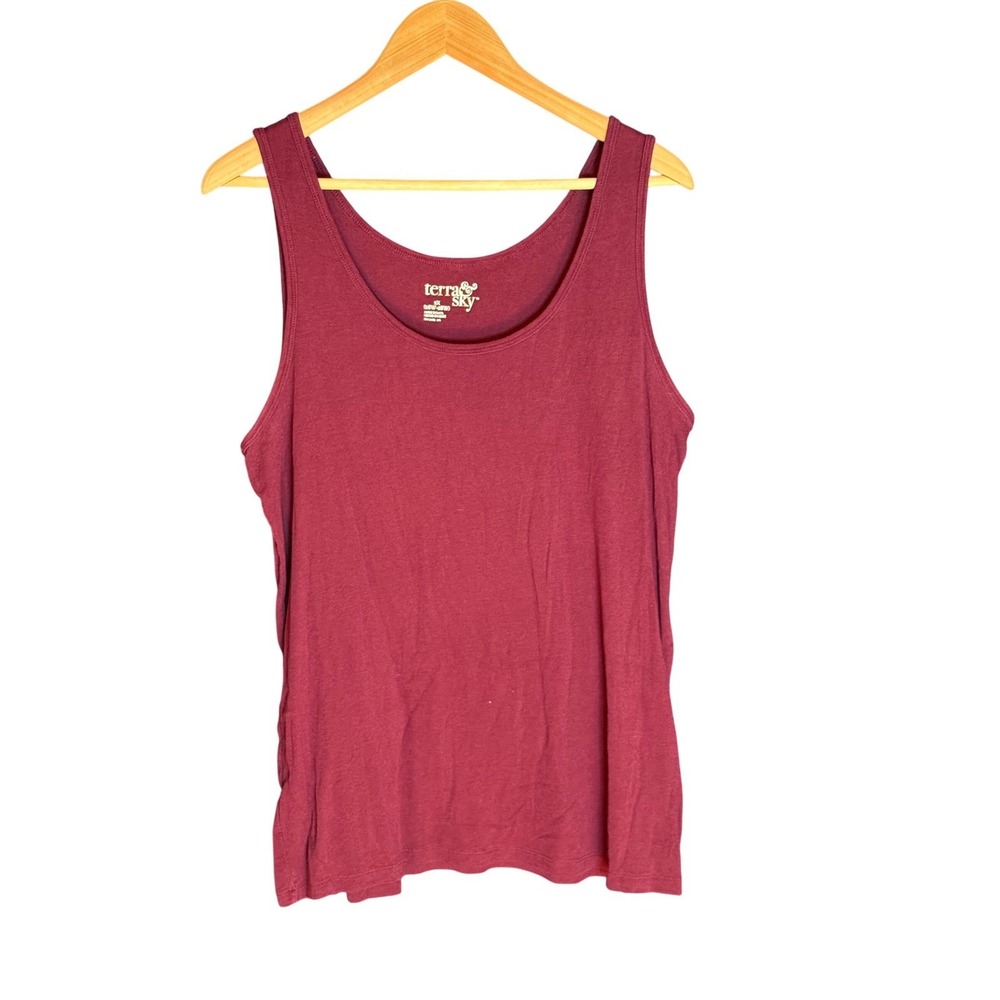 Terra Sky Womens Burgundy Tank Top Plus Size 1X 16W‎ 18W Sleeveless